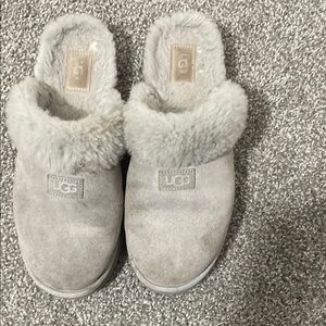 UGG Gray Fur Lined Slippers